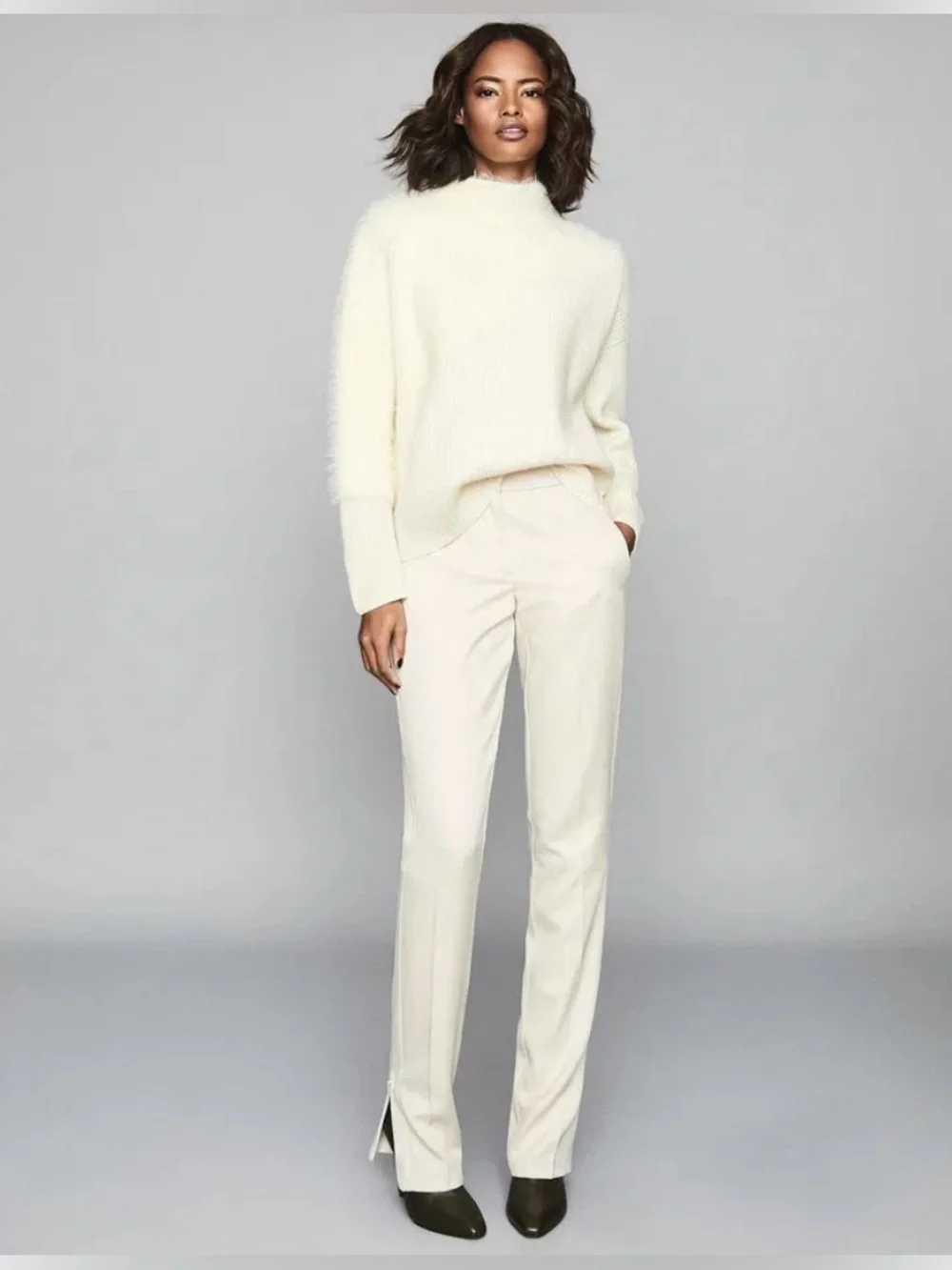 NWT REISS PAOLA NEUTRAL HUE TEXTURED WOOL/CASHMERE JUMPER SWEATER SIZE L - Picture 7 of 14